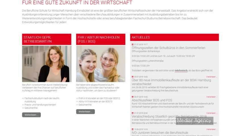 Custom development system for schule fur wirtschaft hamburg (Mediar Agency)